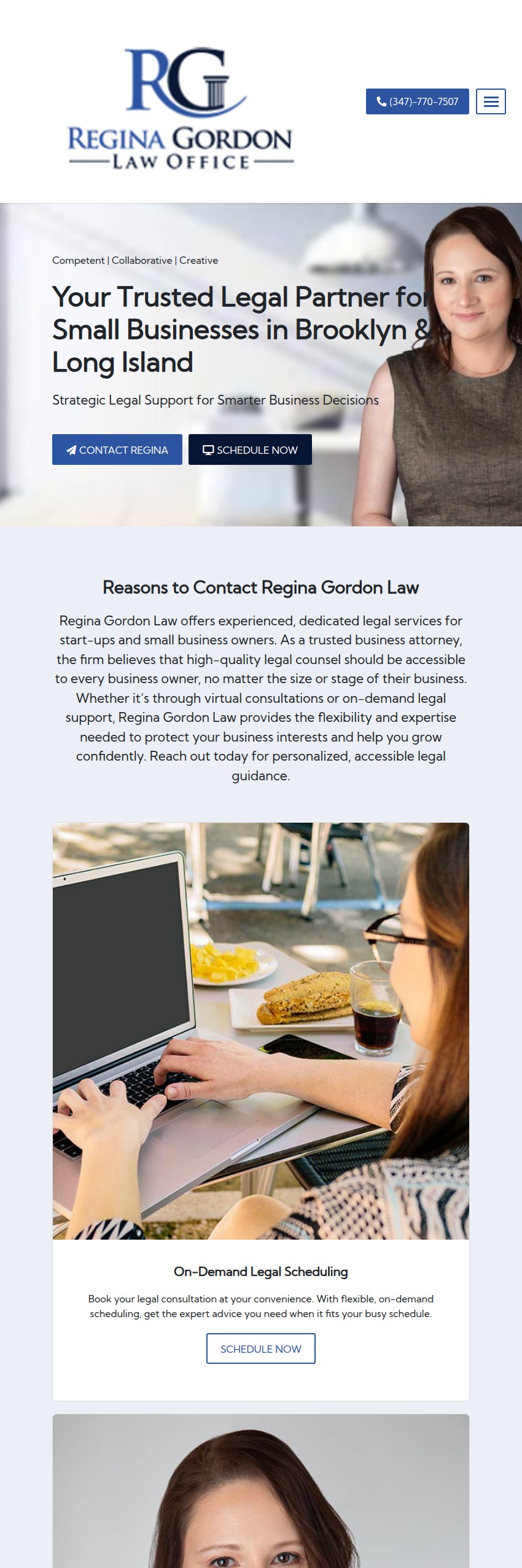 Screenshot of the Regina Gordon Law Office, PLLC website