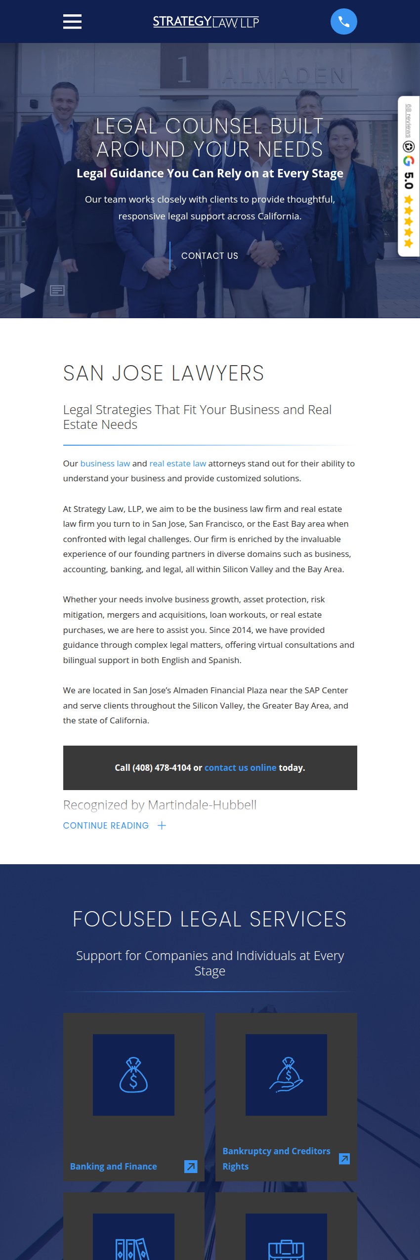 Screenshot of the Strategy Law, LLP website