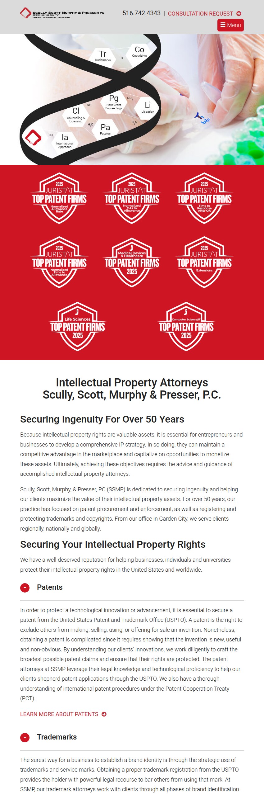 Screenshot of the Scully, Scott, Murphy & Presser, P.C. website