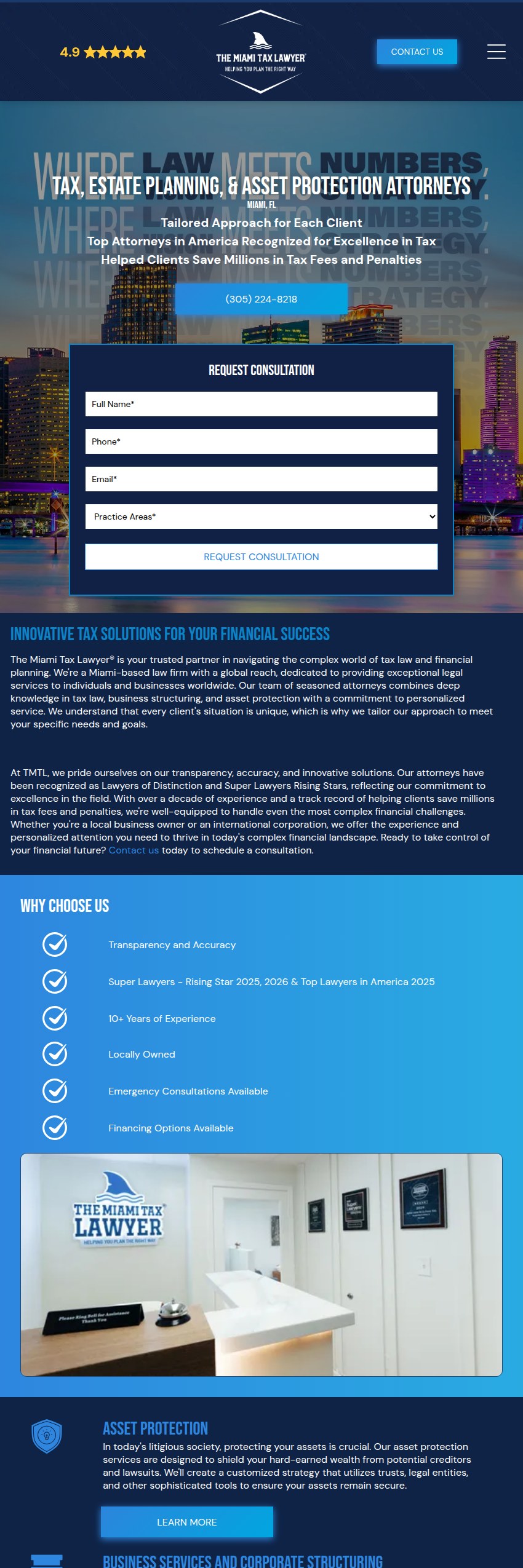 Screenshot of the The Miami Tax Lawyer website
