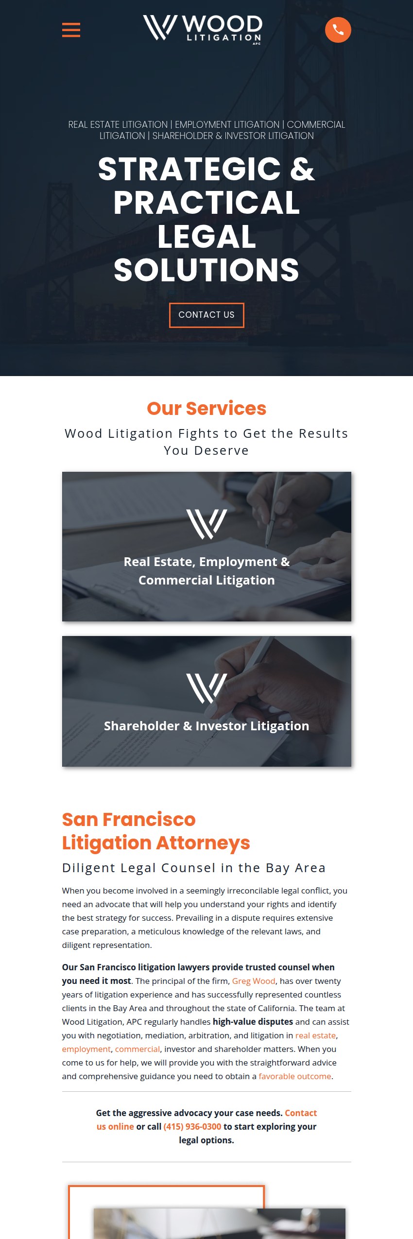 Screenshot of the Wood Litigation, APC website
