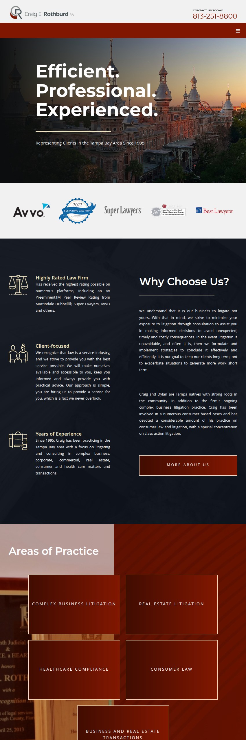 Screenshot of the Craig E. Rothburd, P.A. website