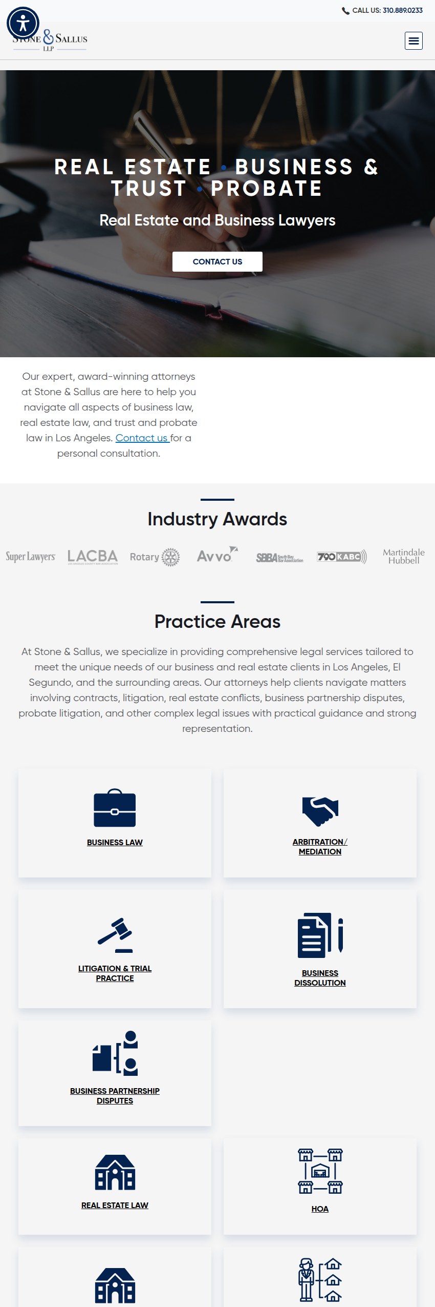 Screenshot of the Stone & Sallus, LLP website
