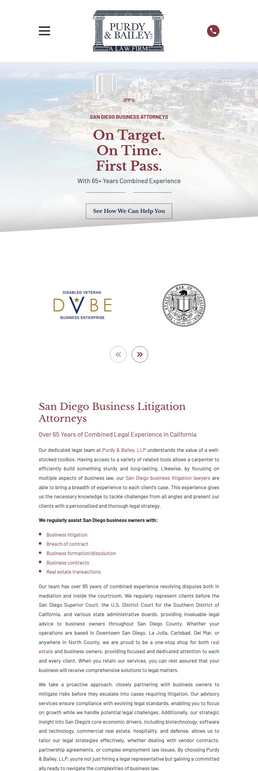 Screenshot of the Purdy & Bailey, LLP website