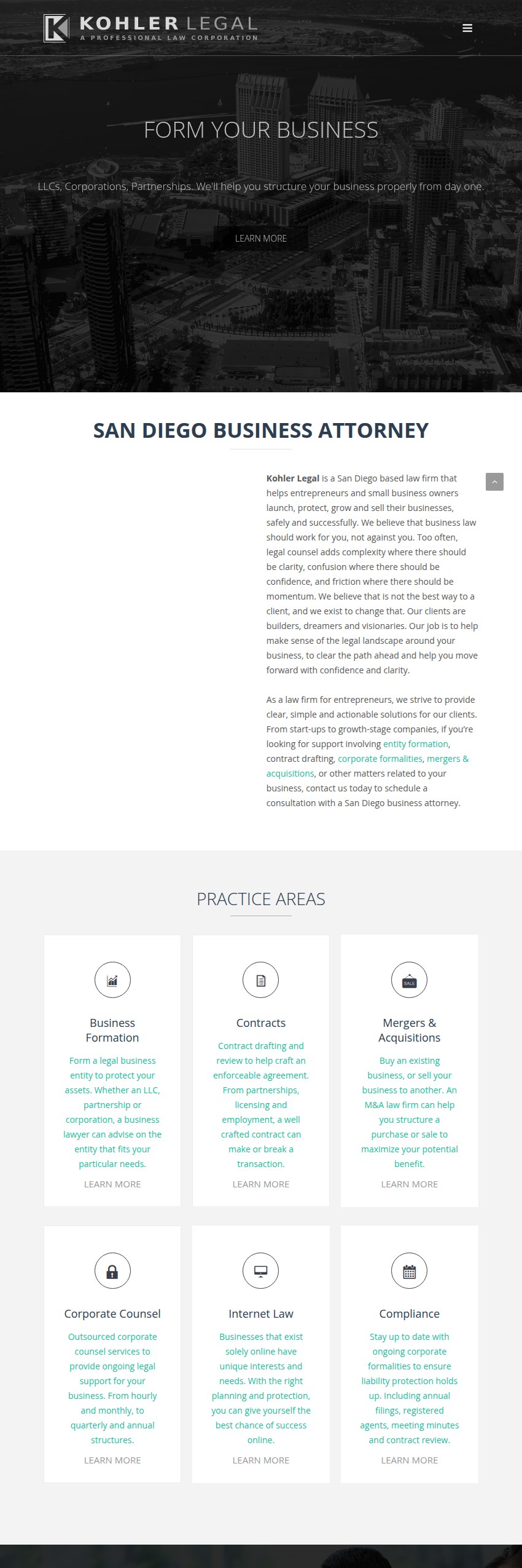Screenshot of the Kohler Legal website