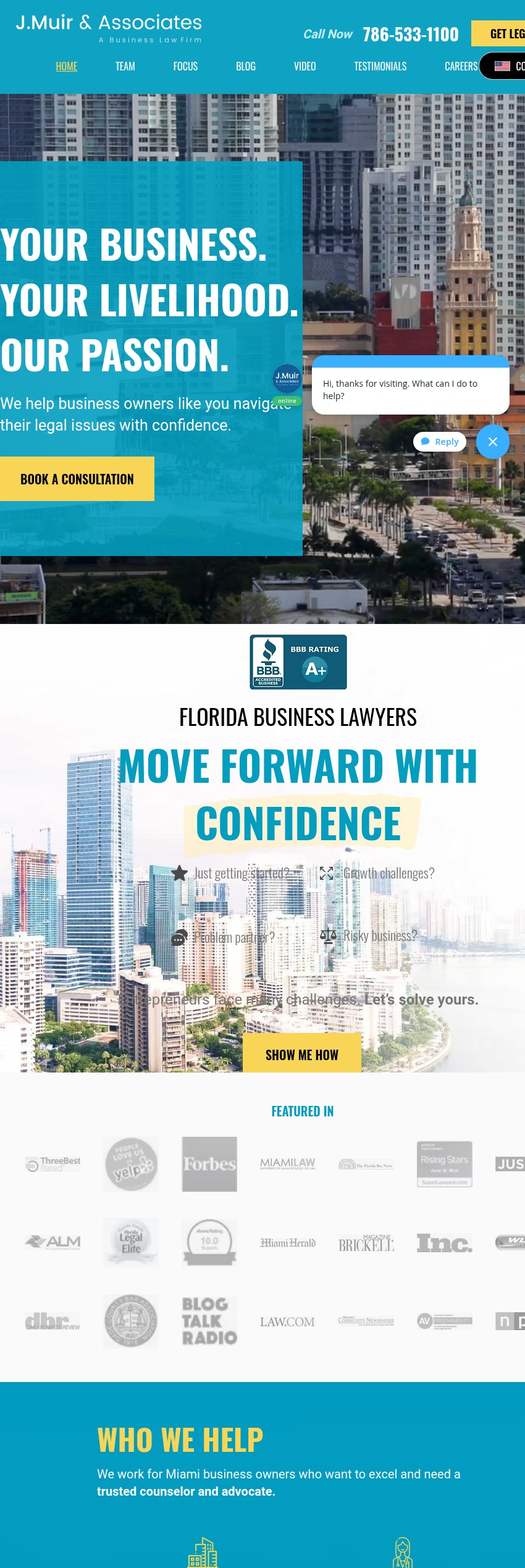 Screenshot of the J. Muir & Associates, P.A. website