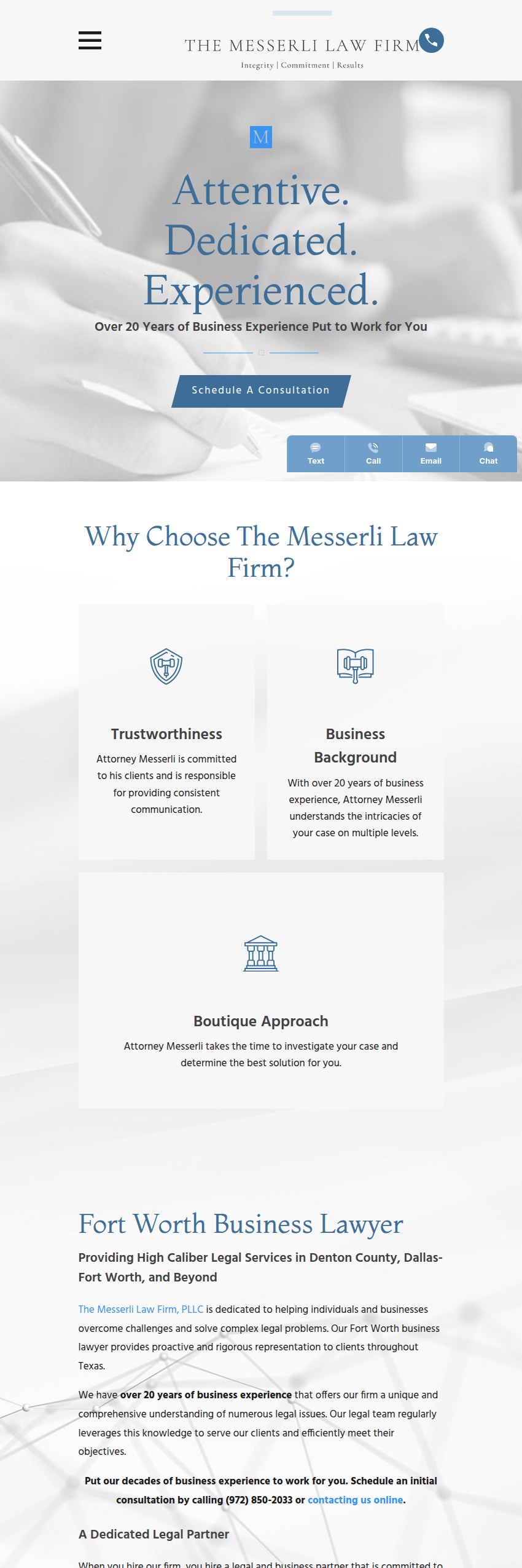 Screenshot of the The Messerli Law Firm, PLLC website