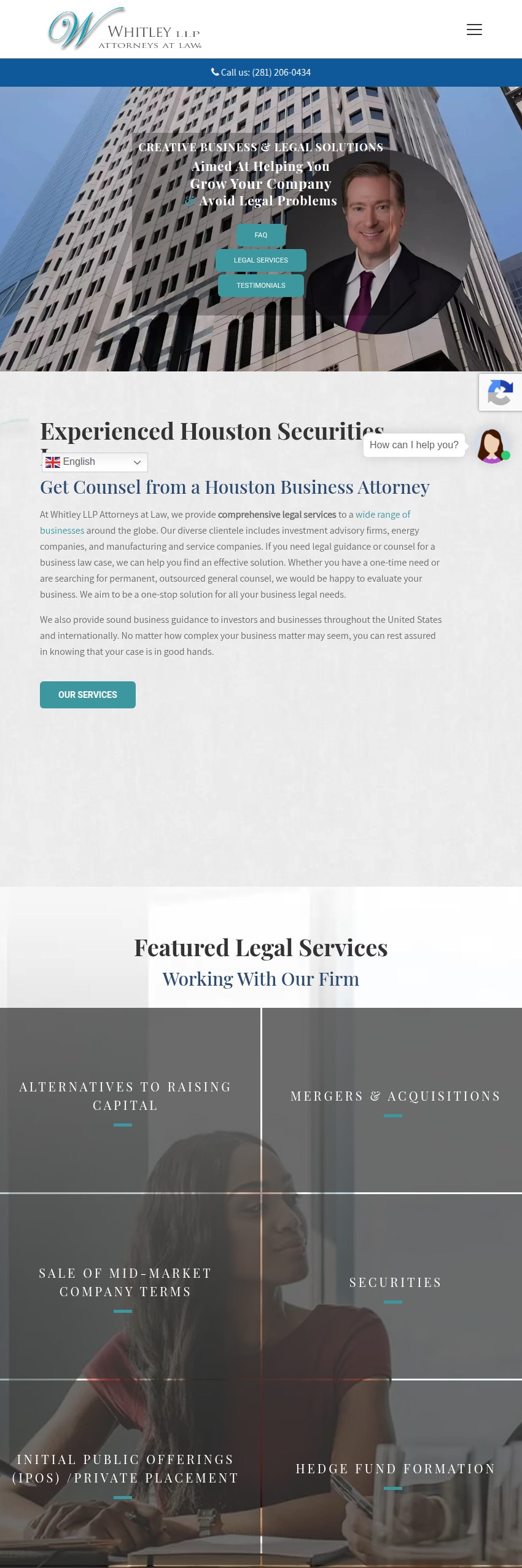 Screenshot of the Whitley LLP Attorneys at Law website