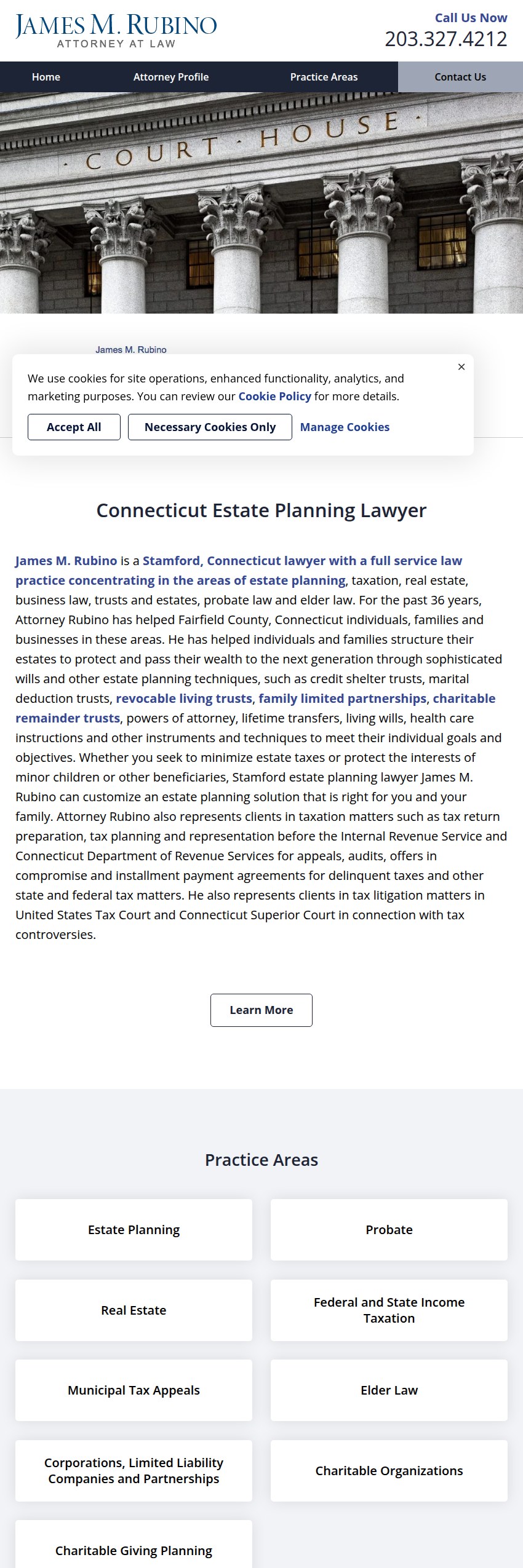 Screenshot of the James M. Rubino website