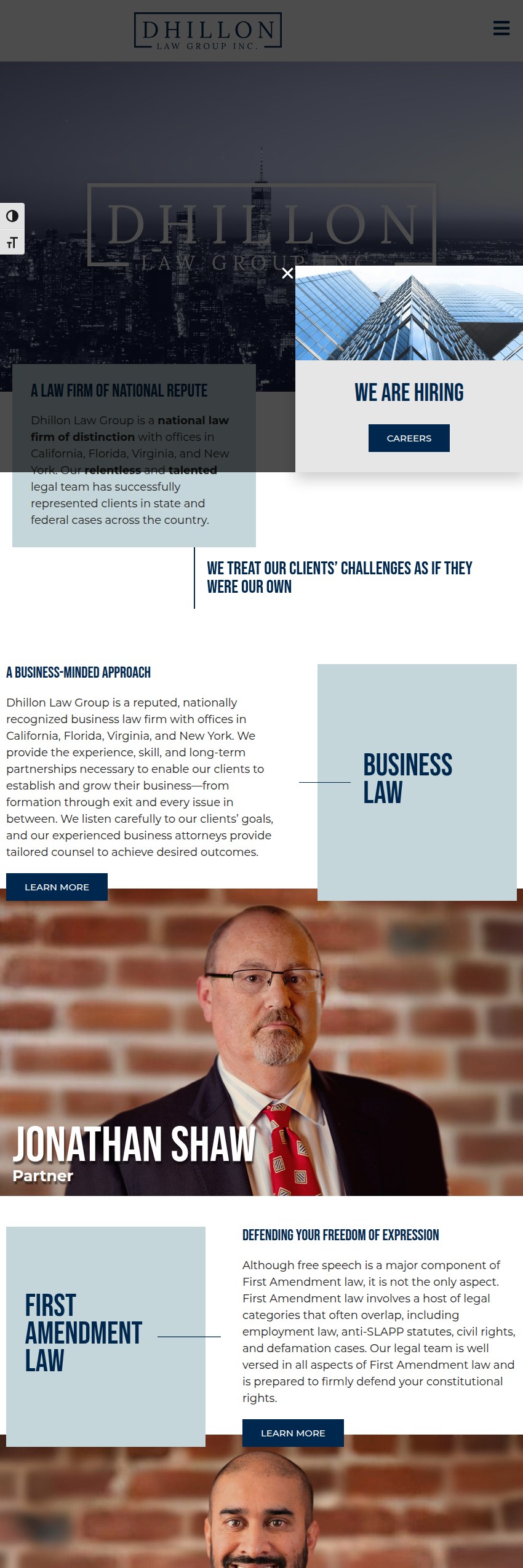 Screenshot of the Dhillon Law Group Inc. website