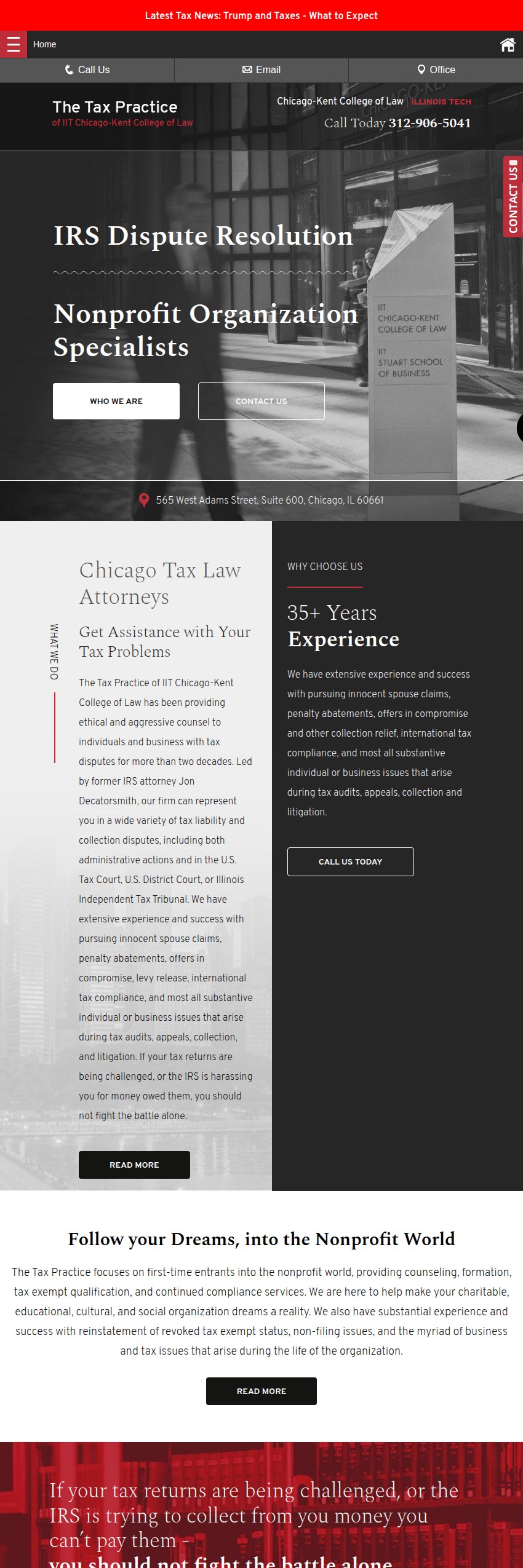 Screenshot of the The Tax Practice of IIT Chicago-Kent College of Law website