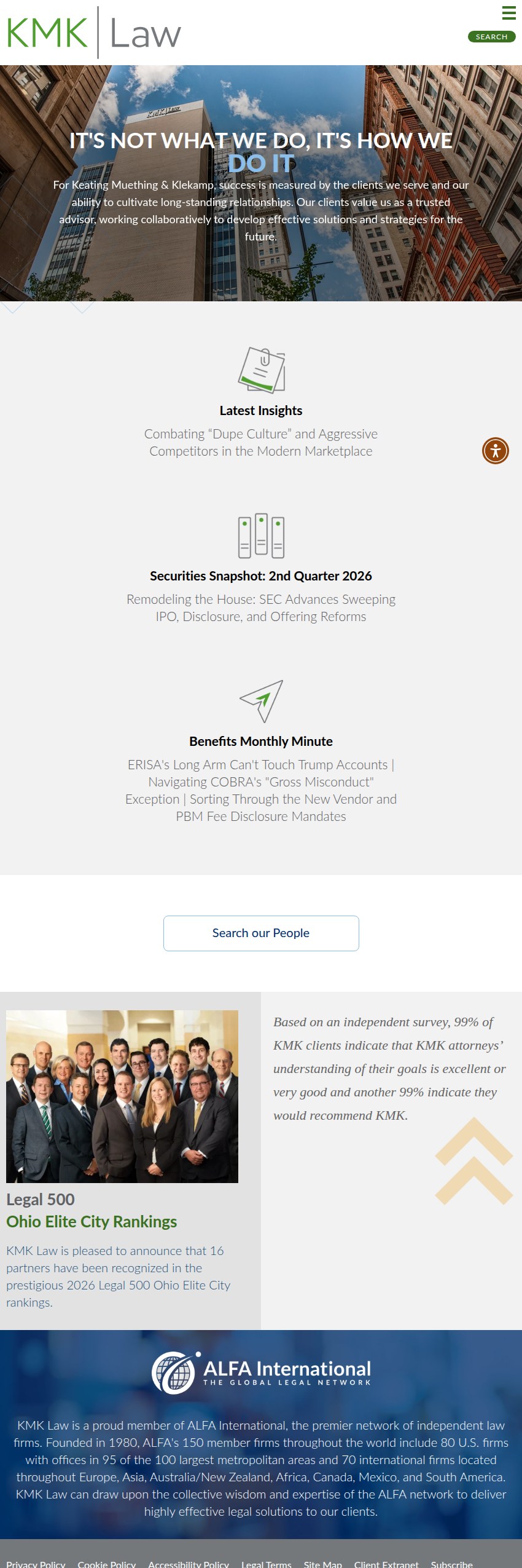 Screenshot of the Keating Muething & Klekamp PLL website