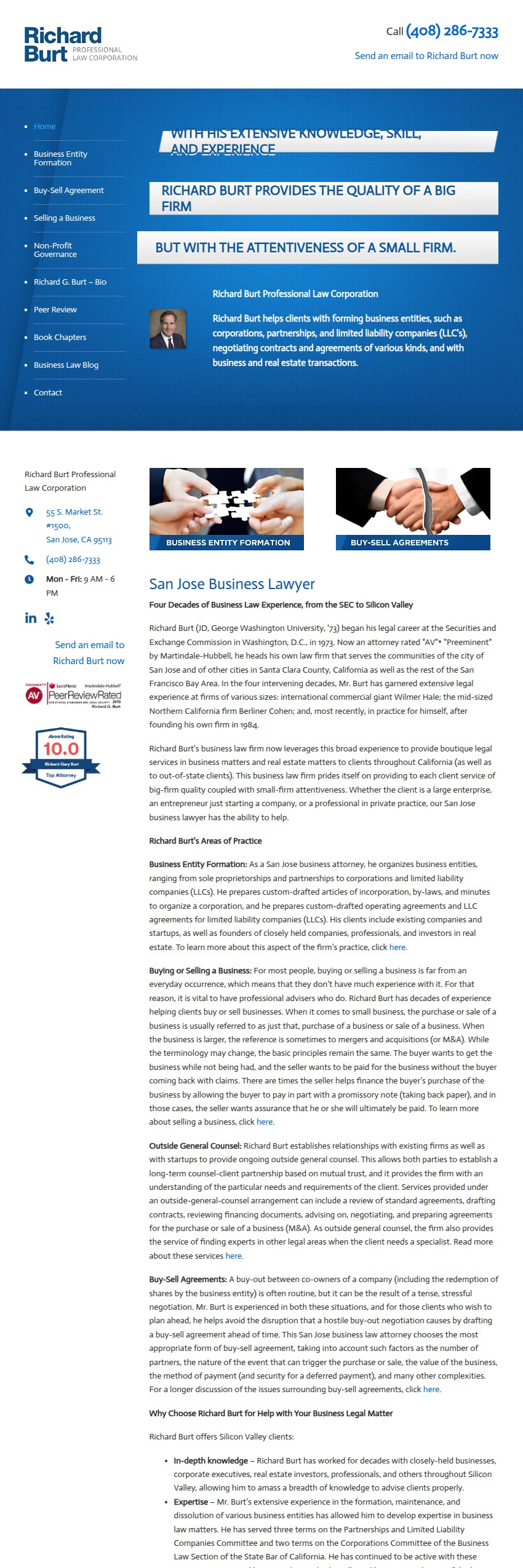 Screenshot of the Richard Burt Professional Law Corporation website