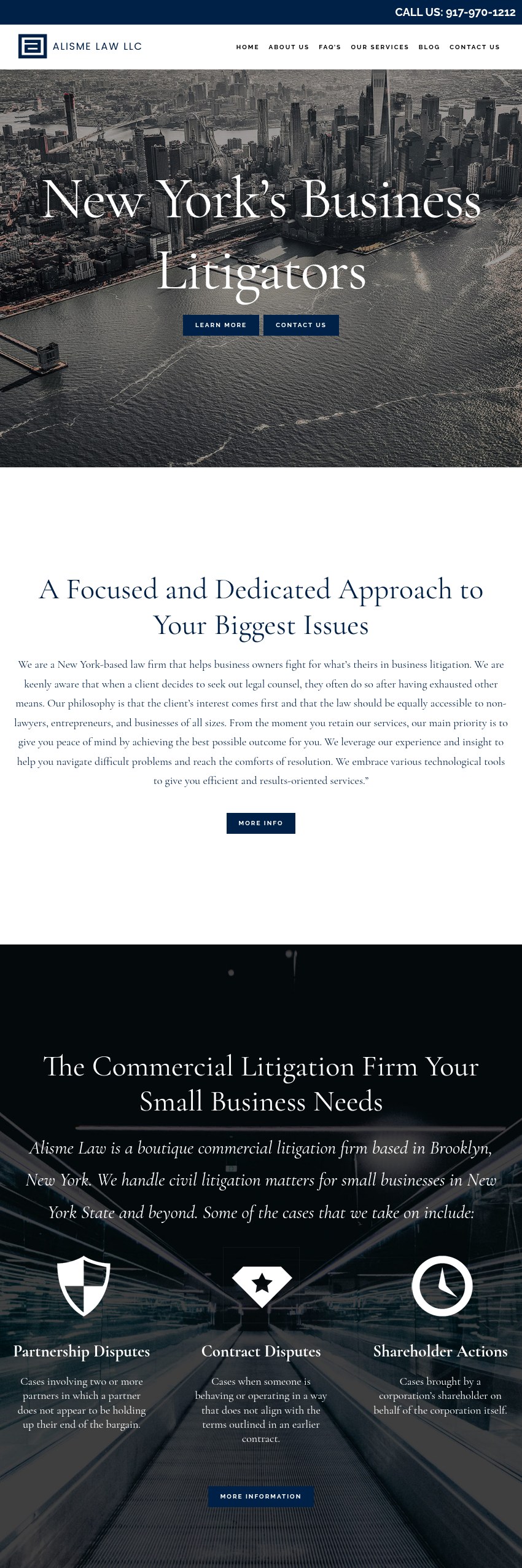 Screenshot of the Alisme Law LLC website