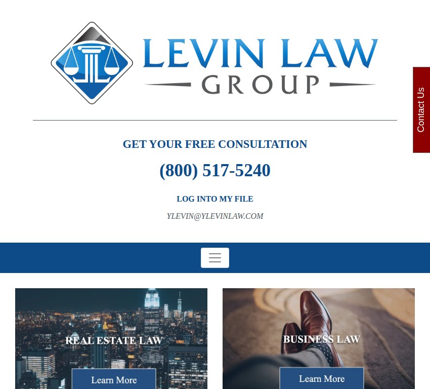 Screenshot of the Levin Law Group, PLLC website