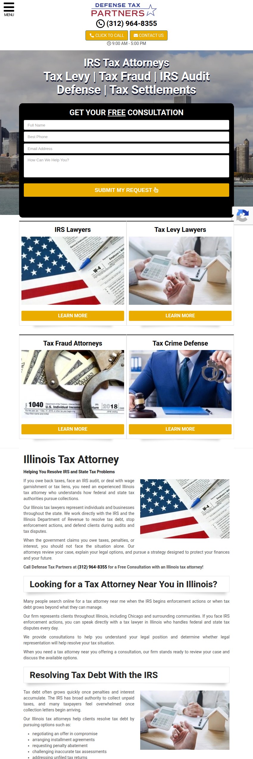 Screenshot of the Defense Tax Partners website