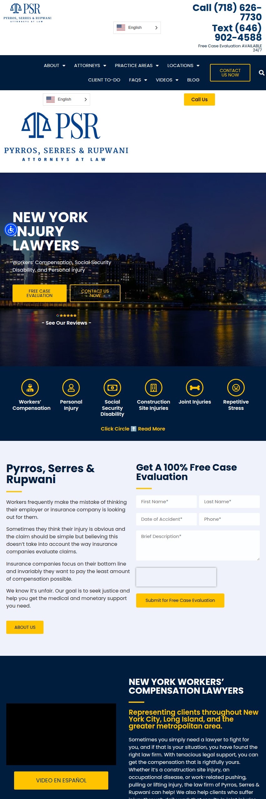 Screenshot of the Pyrros & Serres LLP website