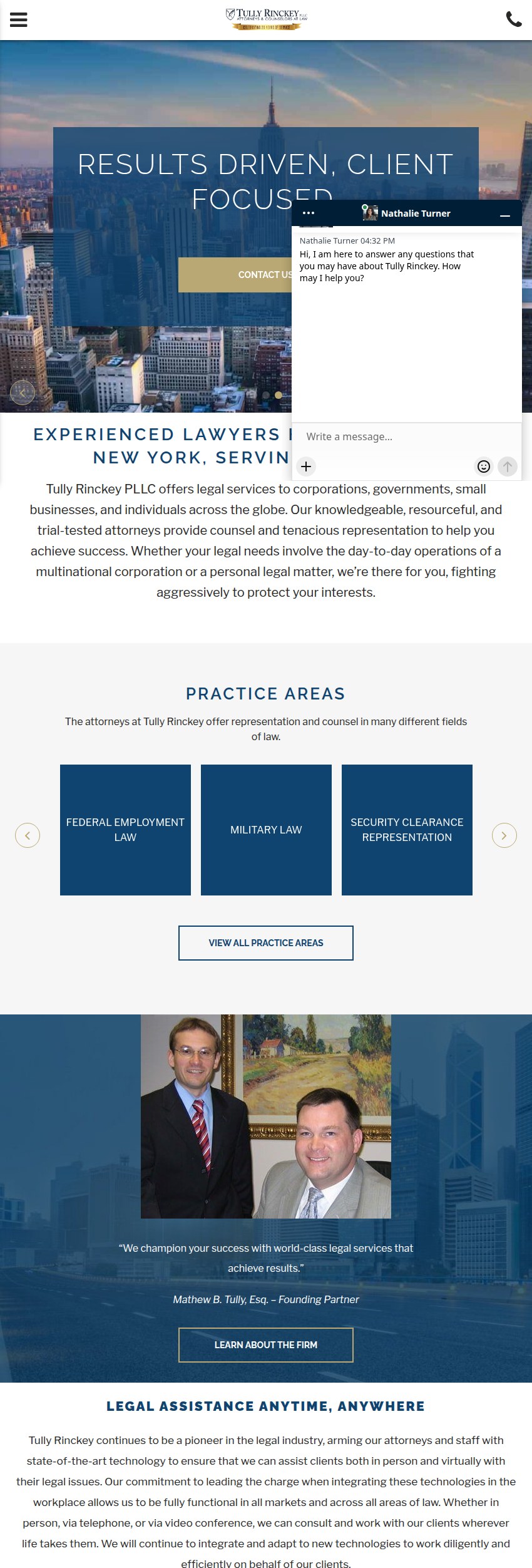 Screenshot of the Tully Rinckey PLLC website