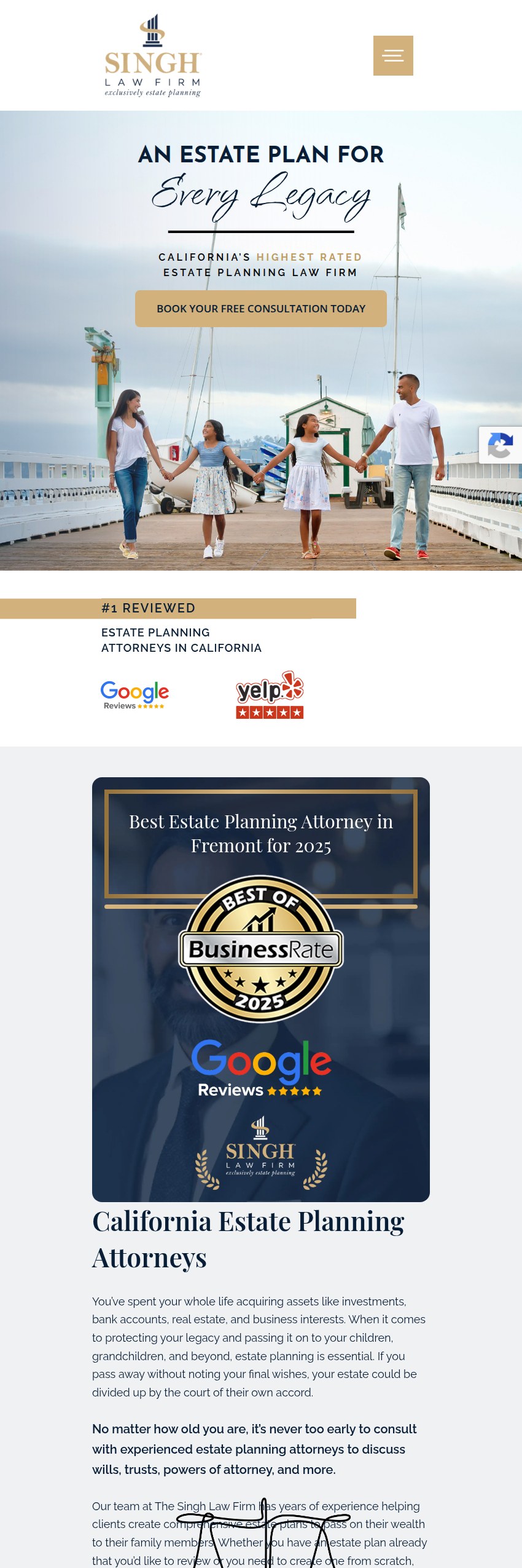 Screenshot of the The Singh Law Firm, PC website