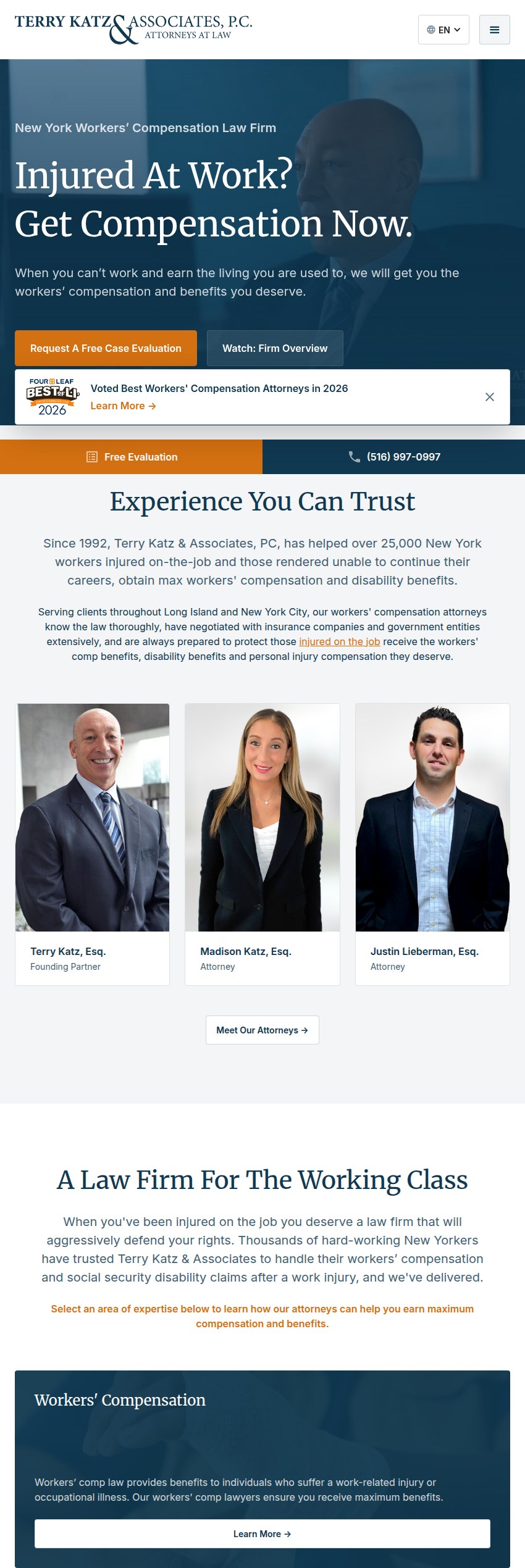 Screenshot of the Terry Katz & Associates, P.C. website