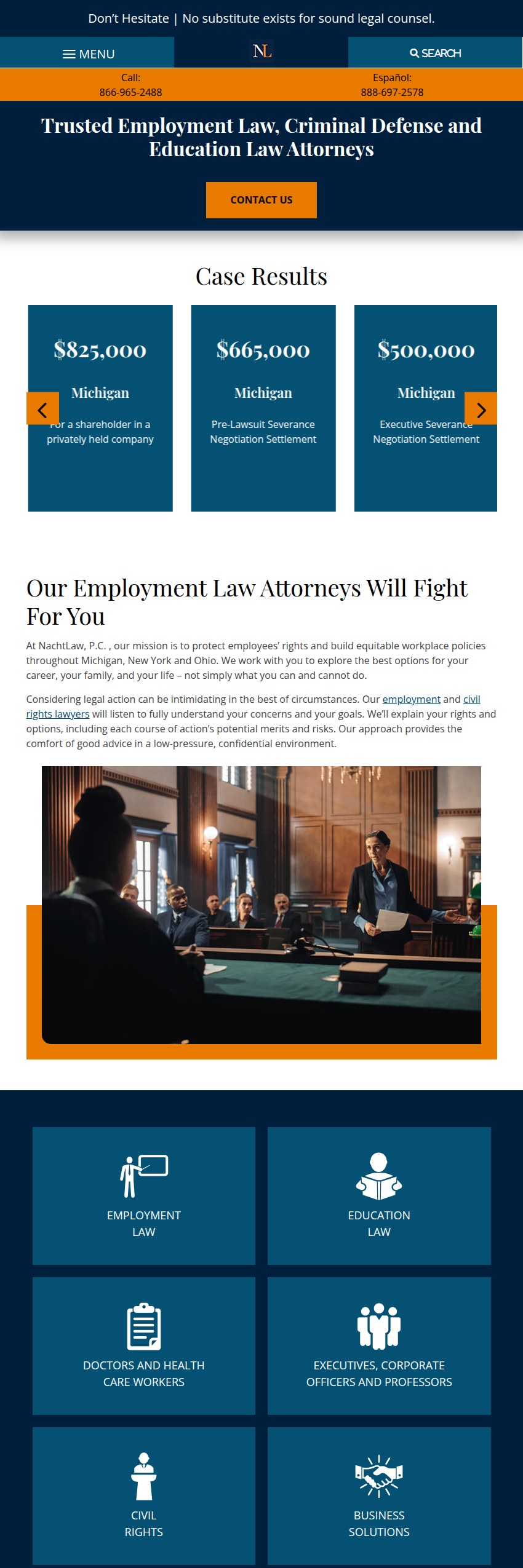Screenshot of the NachtLaw, P.C. website