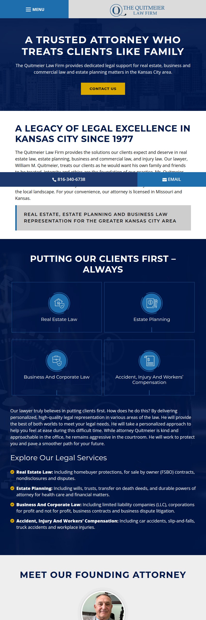 Screenshot of the The Quitmeier Law Firm website