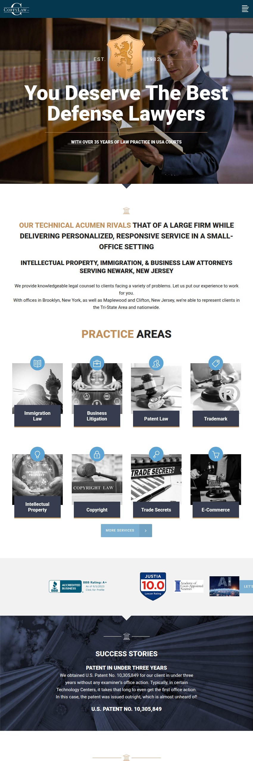 Screenshot of the CoffyLaw, LLC website