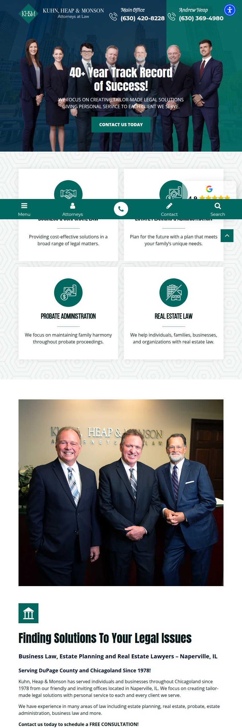 Screenshot of the Kuhn, Heap & Monson website
