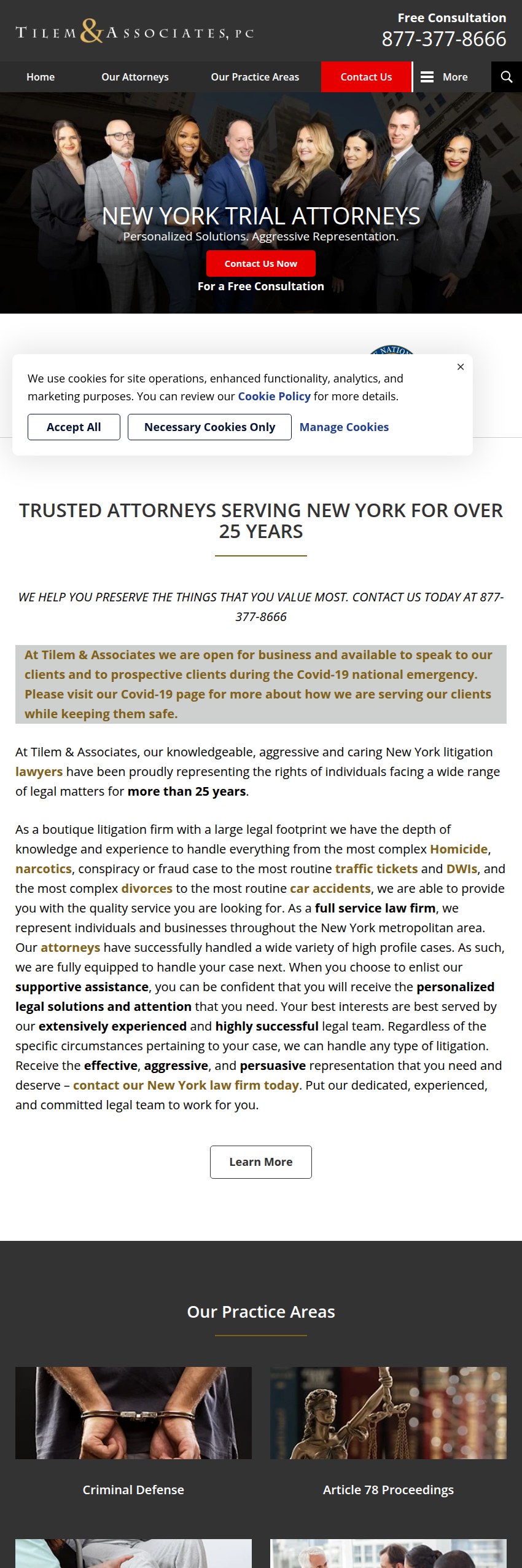 Screenshot of the Tilem & Associates, PC website