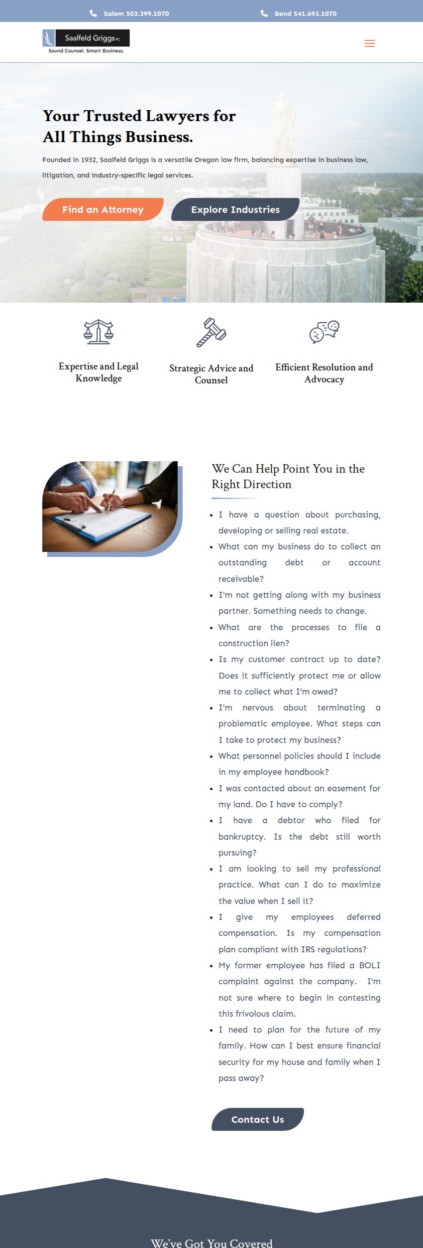 Screenshot of the Saalfeld Griggs PC website