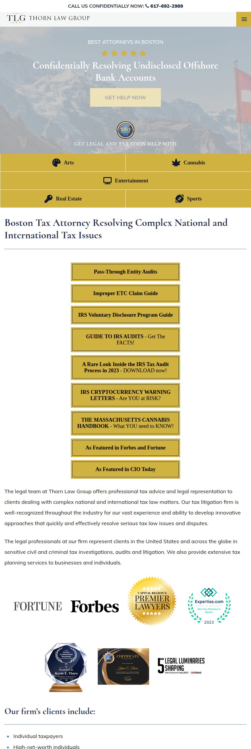 Screenshot of the Thorn Law Group, PLLC website
