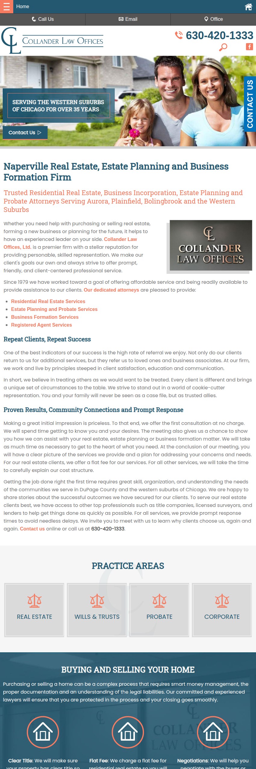 Screenshot of the Collander Law Offices, Ltd. website