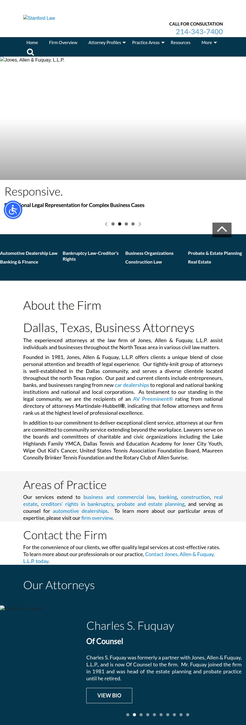 Screenshot of the Jones, Allen & Fuquay, L.L.P. website