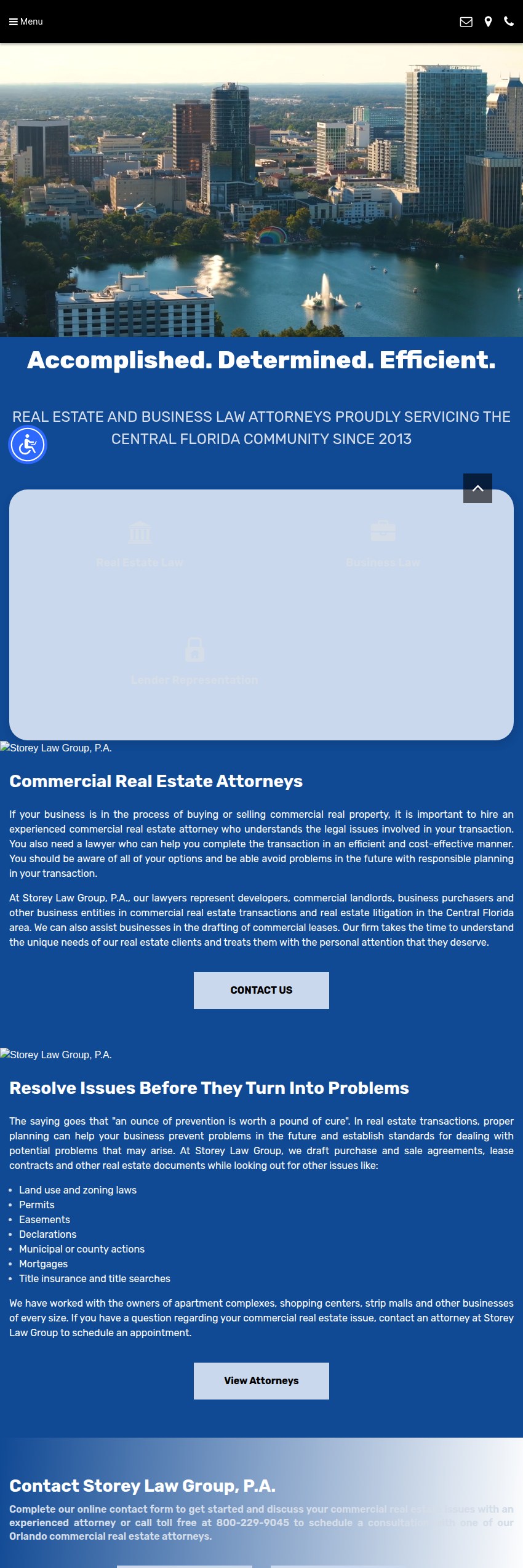 Screenshot of the Storey Law Group, P.A. website