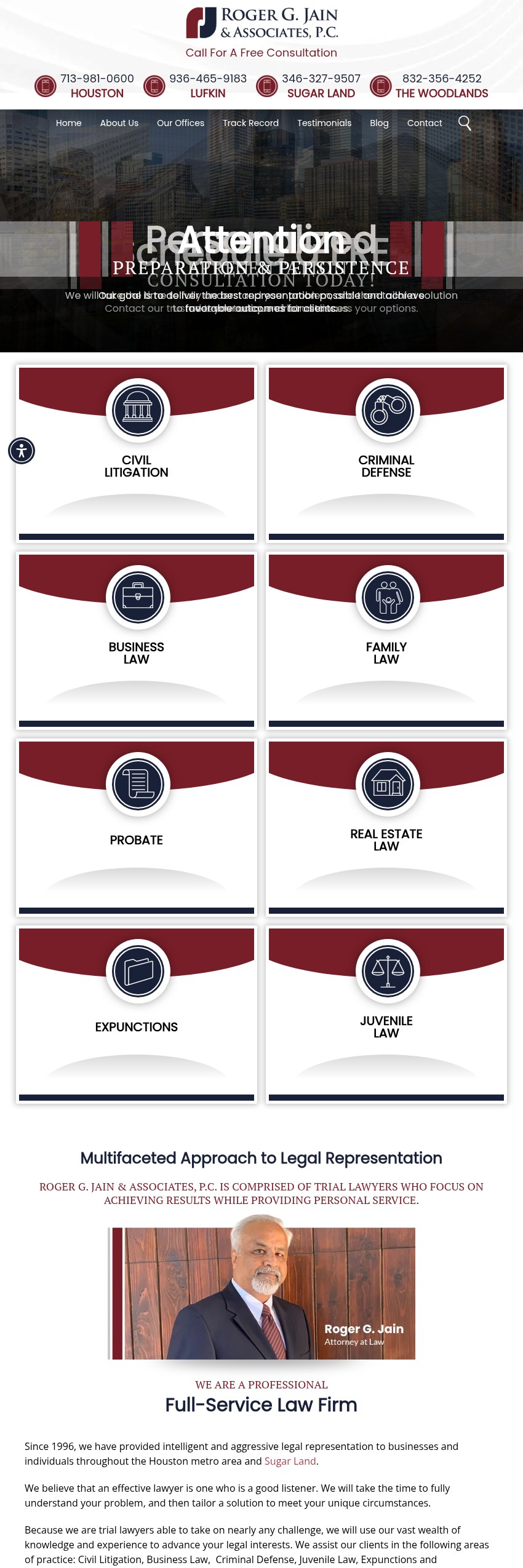 Screenshot of the Roger G. Jain & Associates, P.C. website