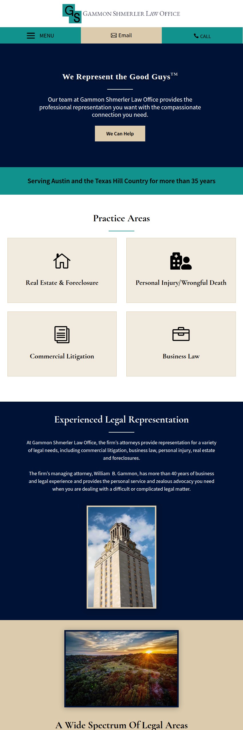 Screenshot of the Gammon Shmerler Law Office website