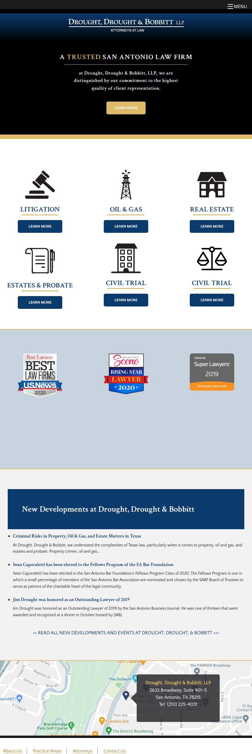 Screenshot of the Drought, Drought & Bobbitt, LLP website