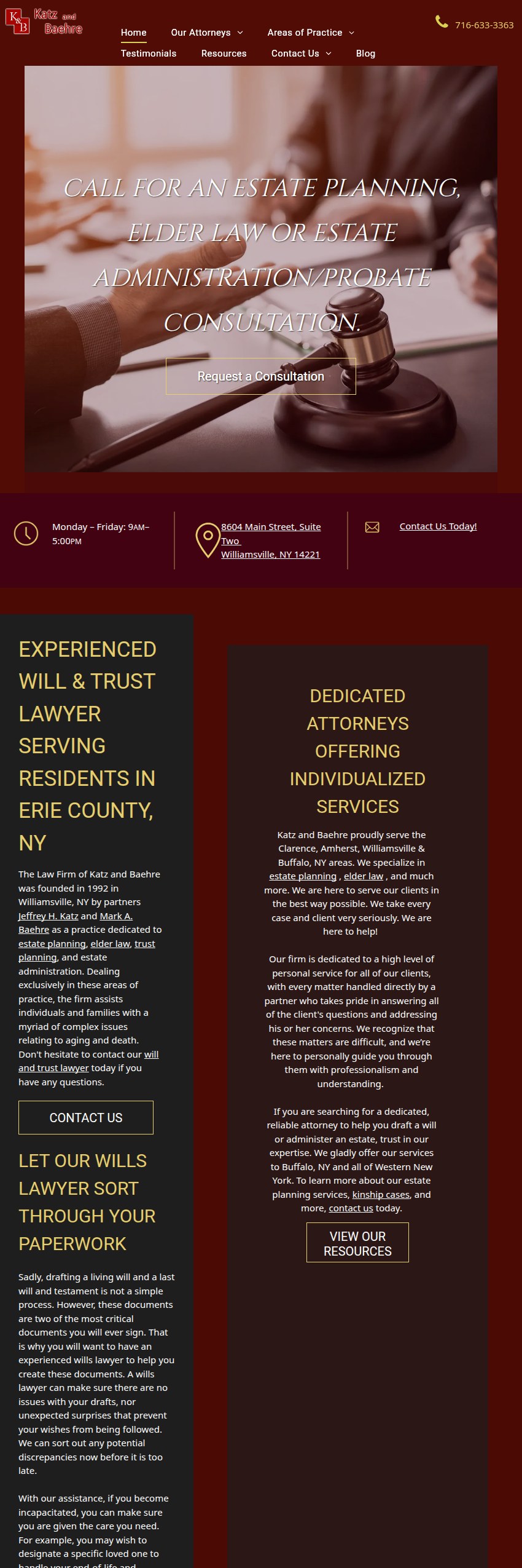Screenshot of the Katz and Baehre website
