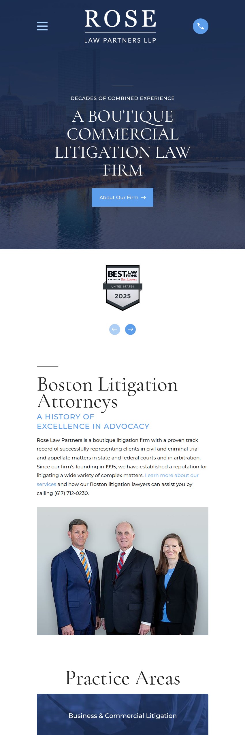 Screenshot of the Rose Law Partners LLP website