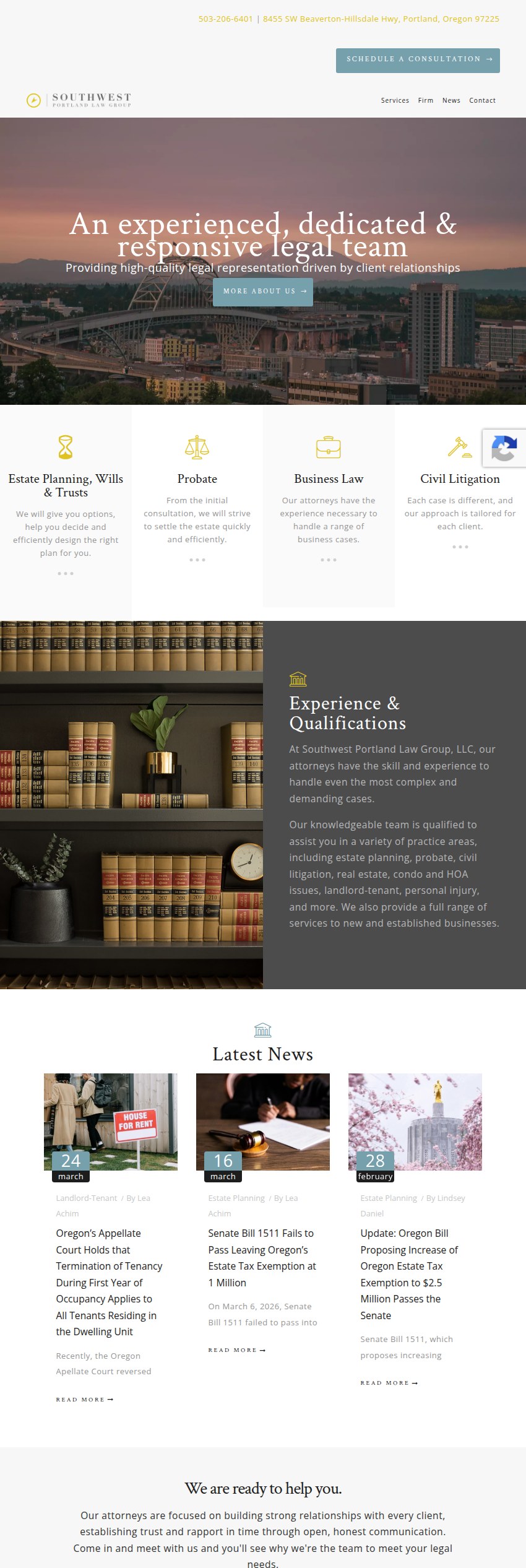 Screenshot of the Southwest Portland Law Group, LLC website
