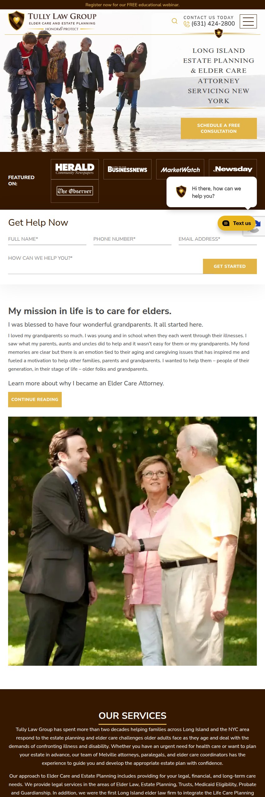 Screenshot of the Tully Law Group, PC website