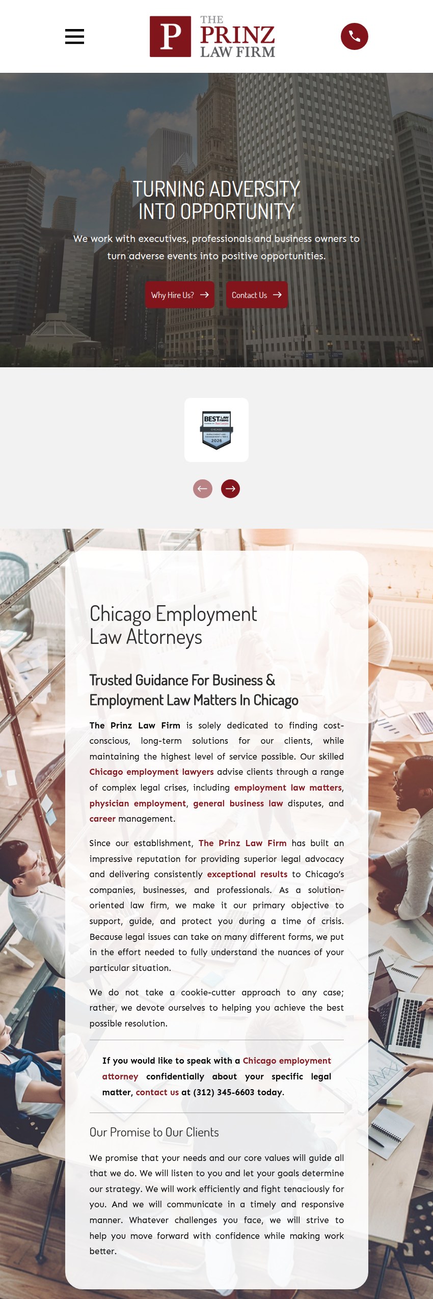 Screenshot of the The Prinz Law Firm website