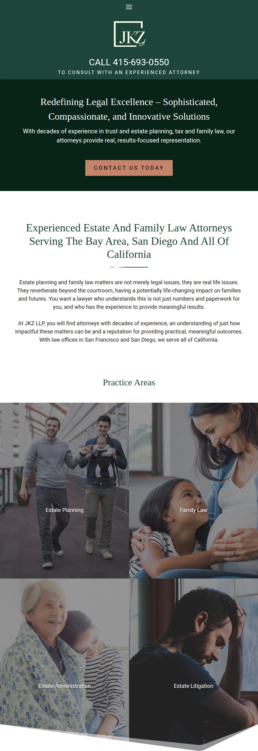 Screenshot of the JKZ LLP website