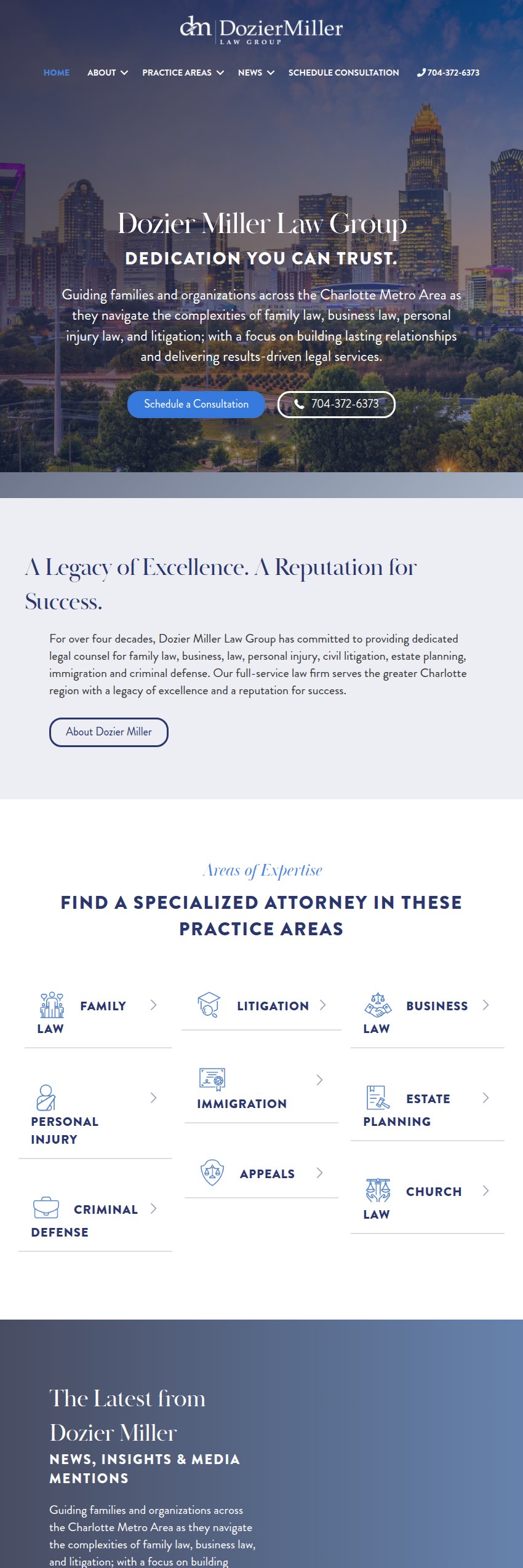 Screenshot of the Dozier Miller Law Group website