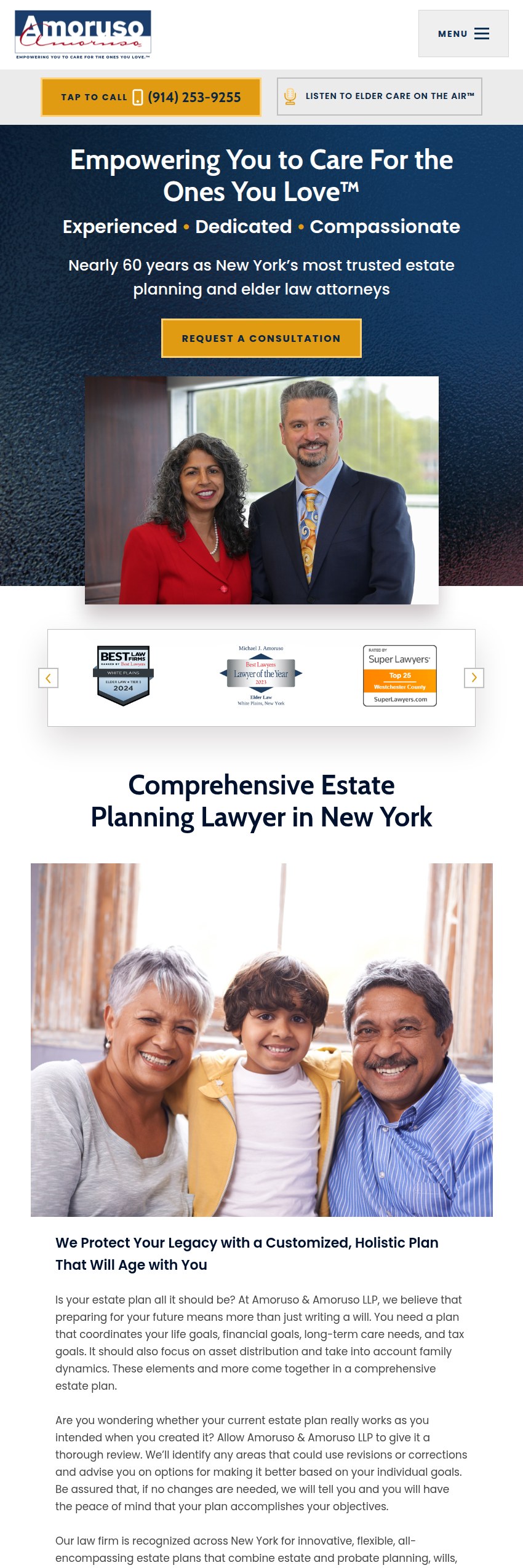 Screenshot of the Amoruso & Amoruso LLP website