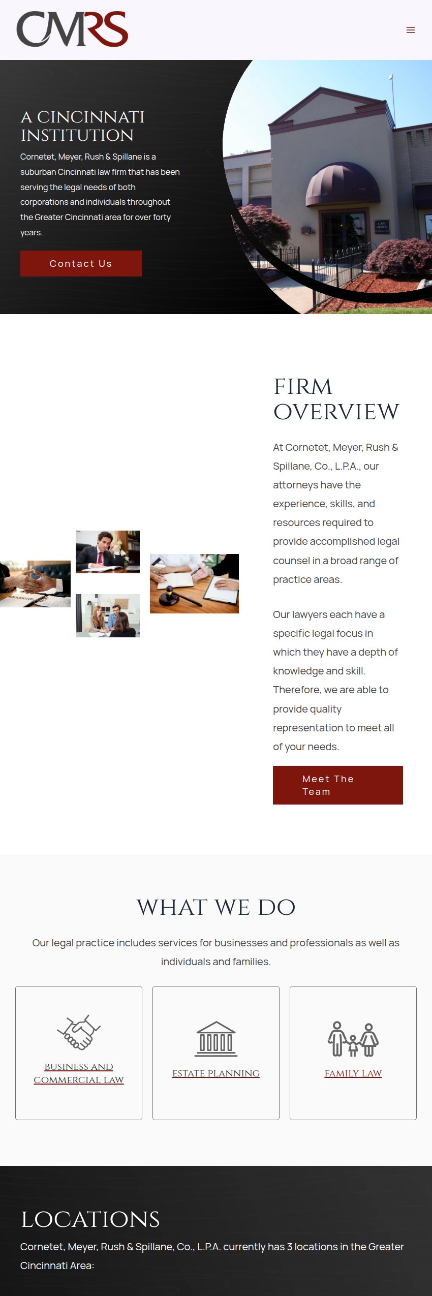 Screenshot of the Cornetet, Meyer, Rush & Spillane, Co., L.P.A. website