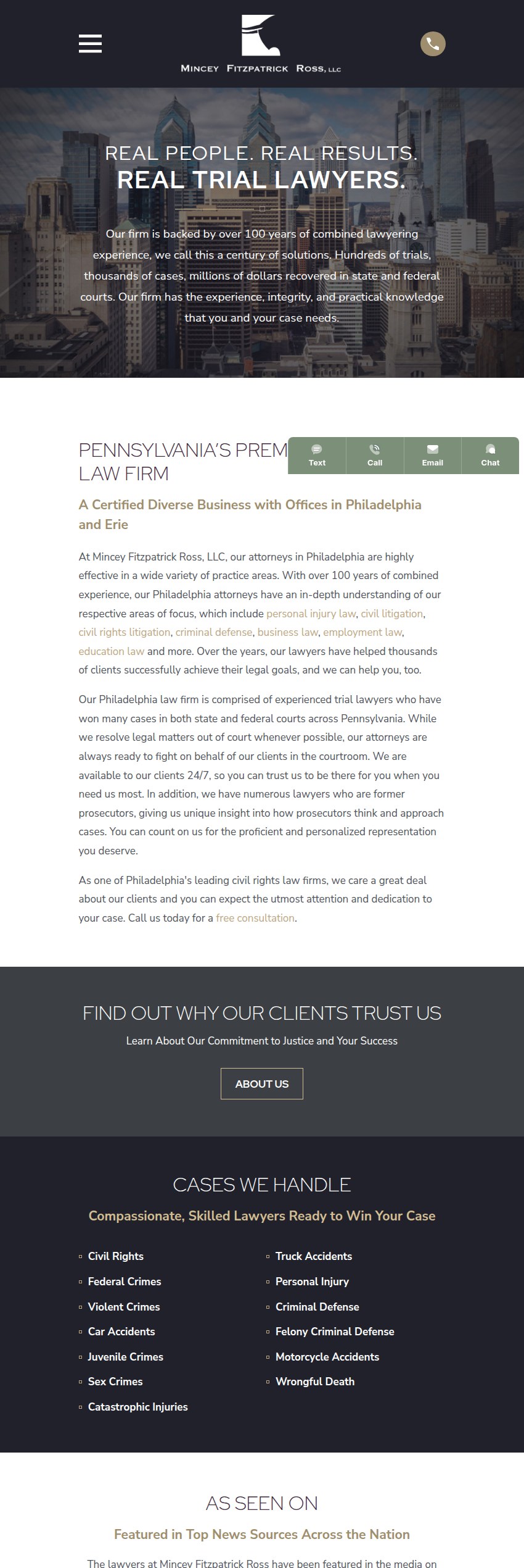Screenshot of the Mincey Fitzpatrick Ross, LLC website