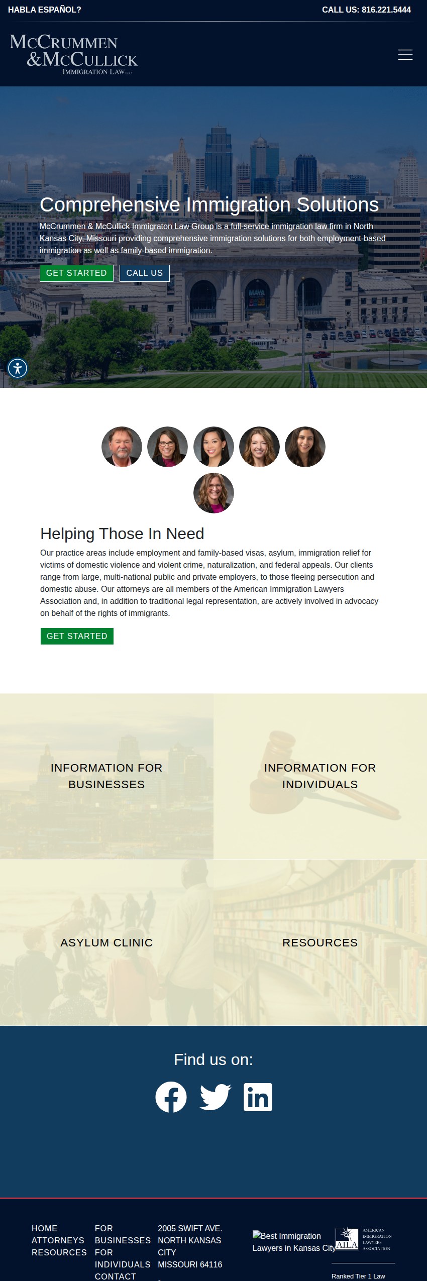 Screenshot of the McCrummen & McCullick Immigration Law Group, LLC website
