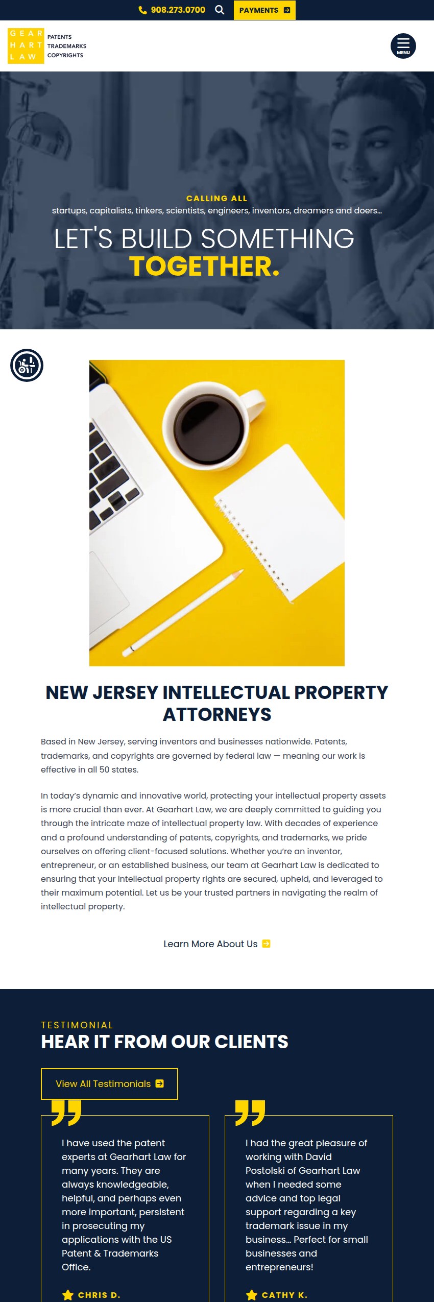 Screenshot of the Gearhart Law, LLC website