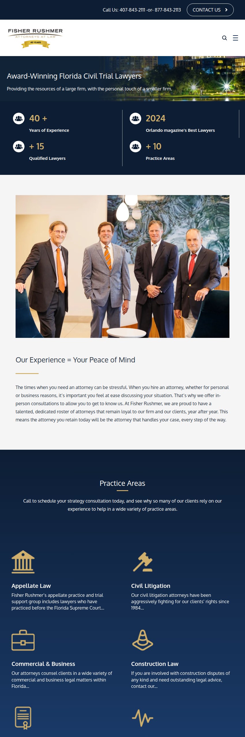 Screenshot of the Fisher Rushmer, P.A. website